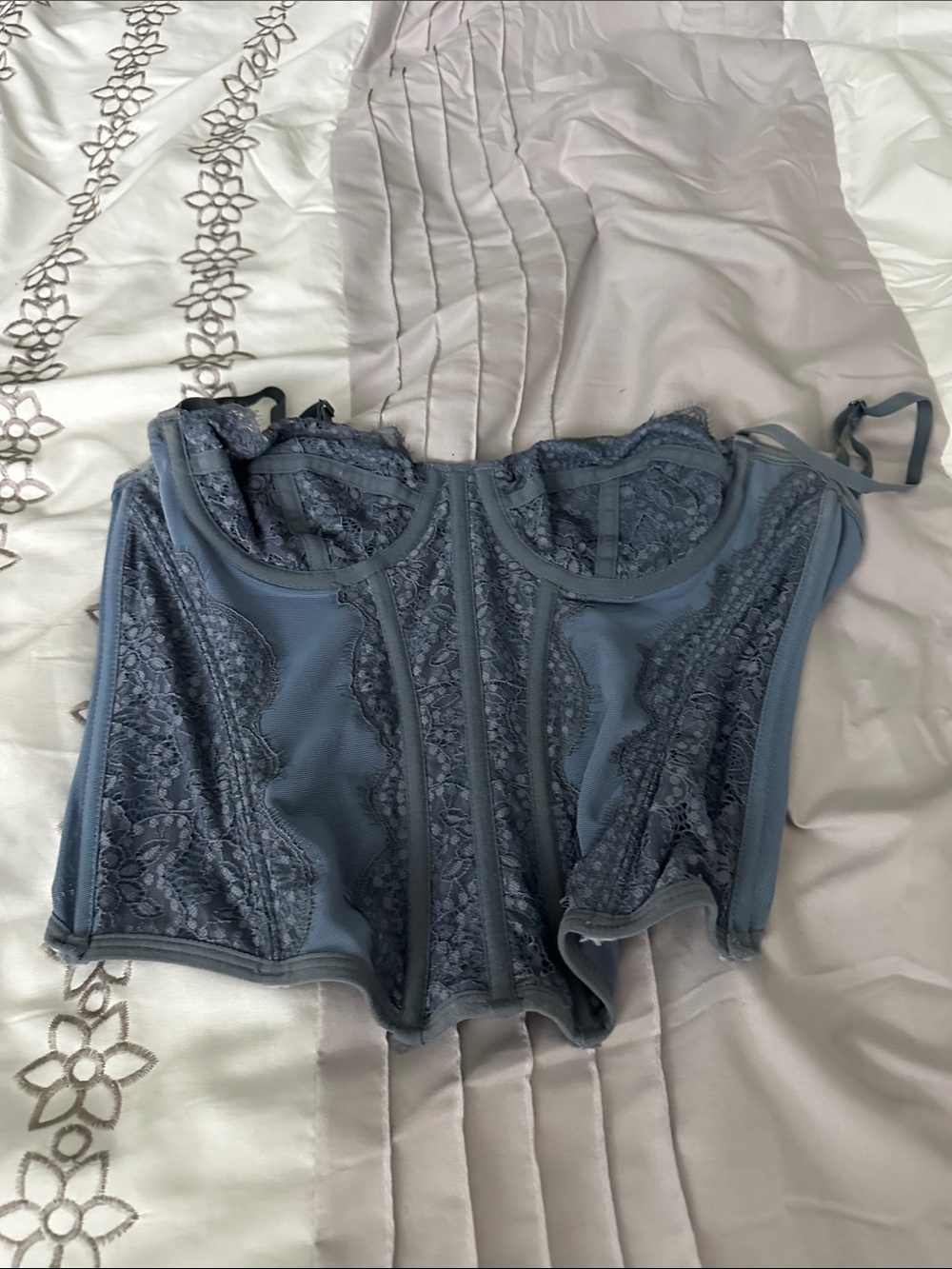 Urban Outfitters Dusty Blue Lace Corset Cami